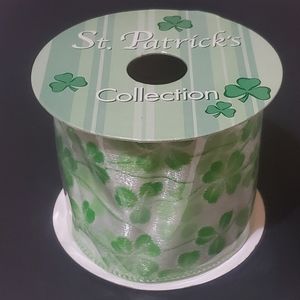 3/$15 Shamrock Wired Sheer Ribbon 2.5"x3yd